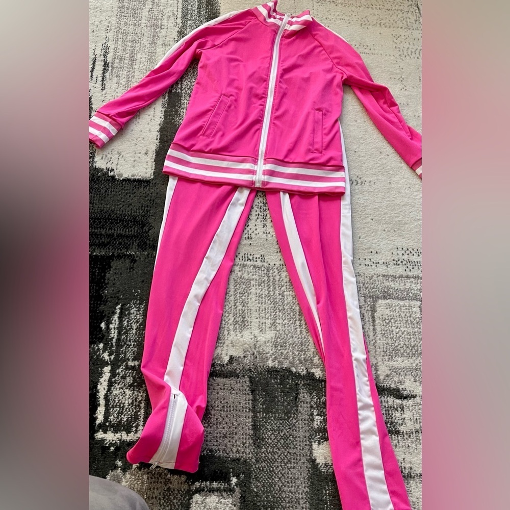 Pink and White Track Suit